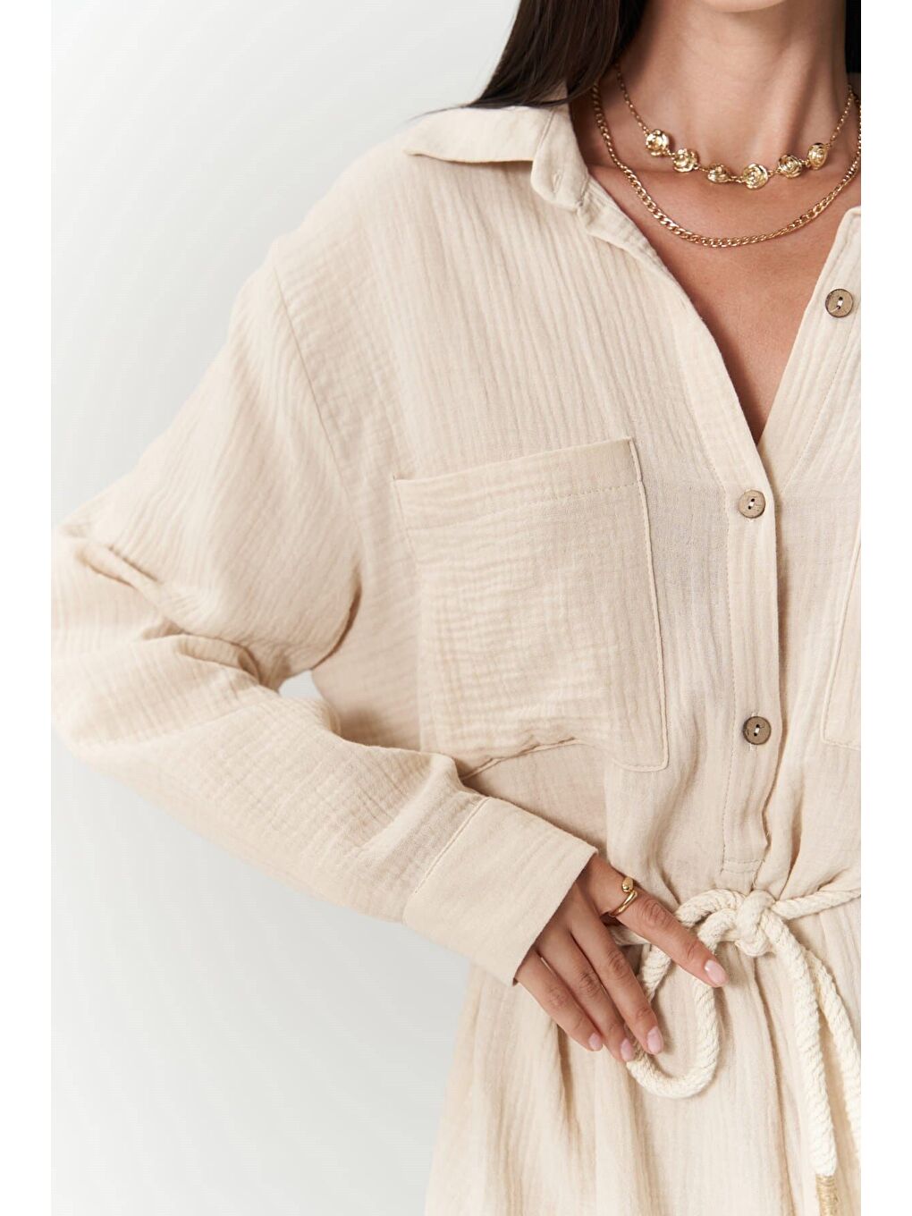 Anetta Bej Müslin Kısa Tulum-4