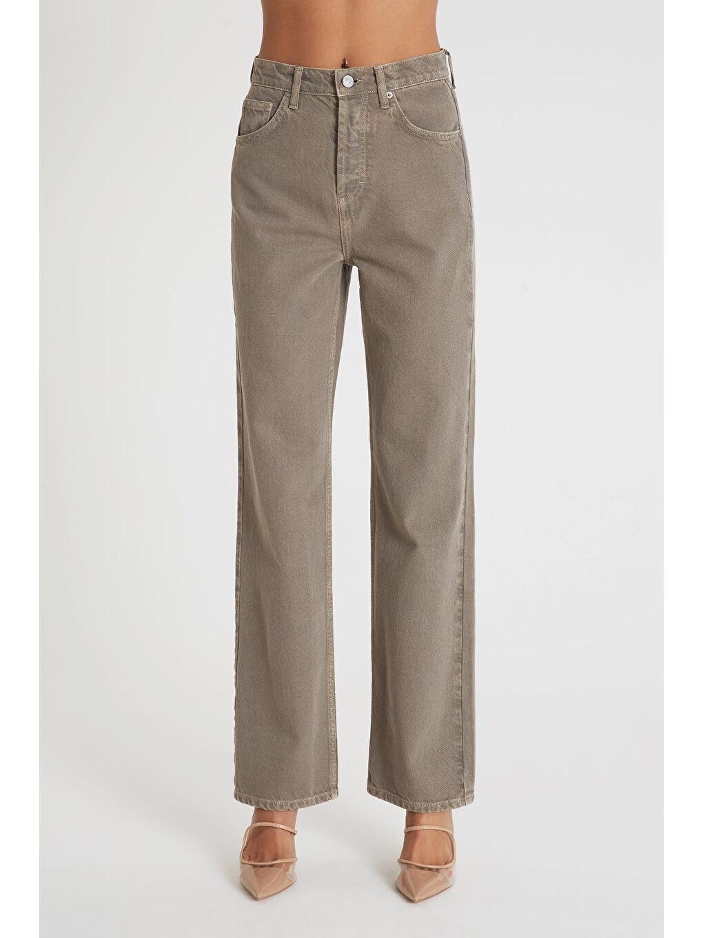 Bej Diana Vizon Yüksek Bel Dad Straight Fit Jean Pantolon C 4517-033-1