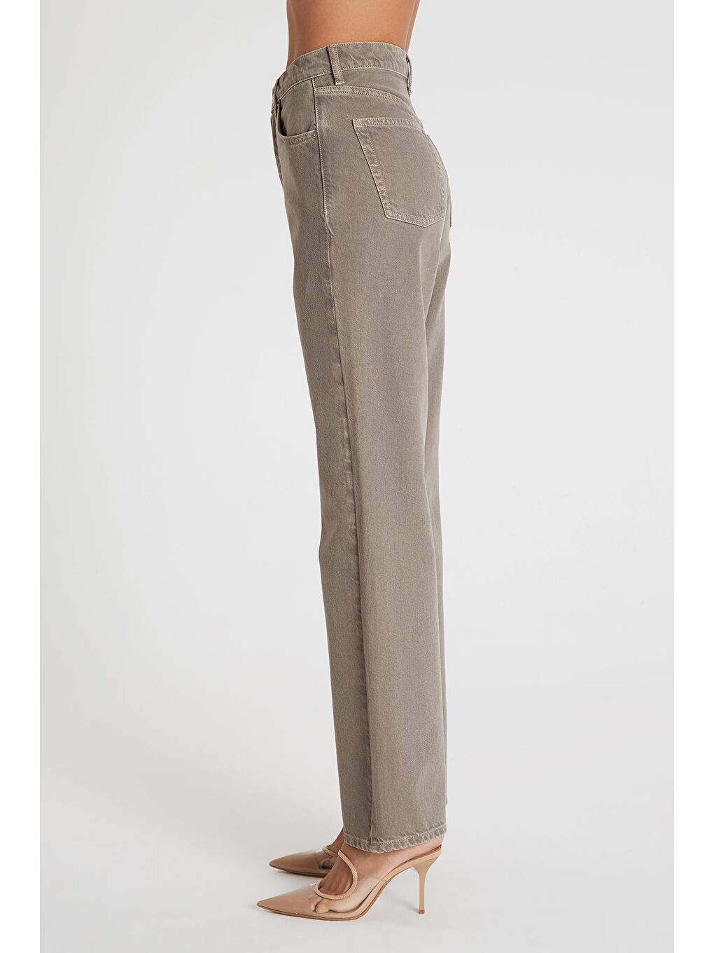 Bej Diana Vizon Yüksek Bel Dad Straight Fit Jean Pantolon C 4517-033-2