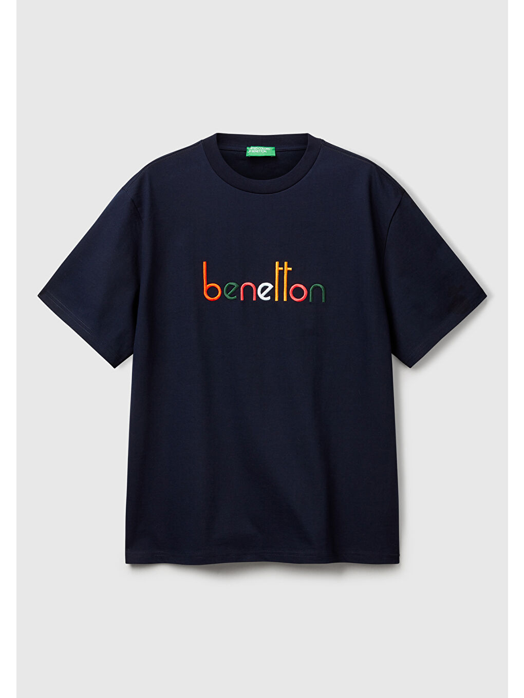 Erkek Lacivert %100 Pamuk Önü Logo İşlemeli  T-Shirt-1