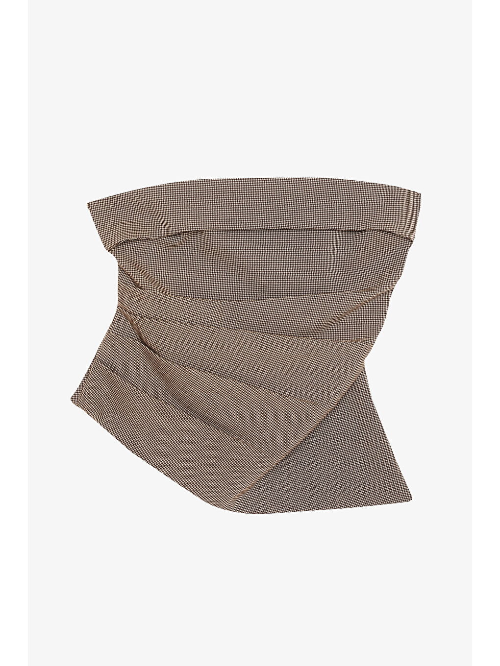 Asimetrik Drapeli Straplez Bluz Kahverengi-1