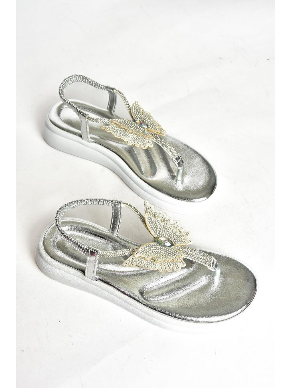 Gri S4040860 Gümüş Kadın Sandalet-3