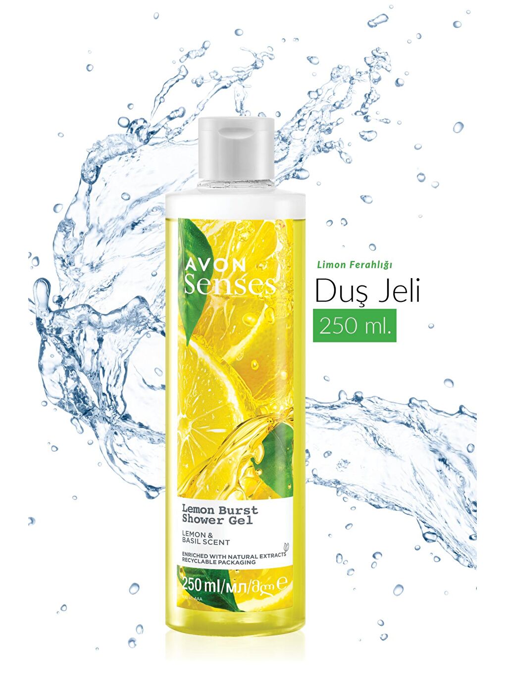 AVON Renksiz Senses Lemon Burst Limon ve Reyhan Kokulu Duş Jeli 250 Ml. - 1