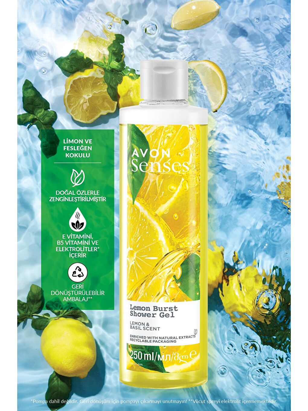 AVON Renksiz Senses Lemon Burst Limon ve Reyhan Kokulu Duş Jeli 250 Ml. - 2