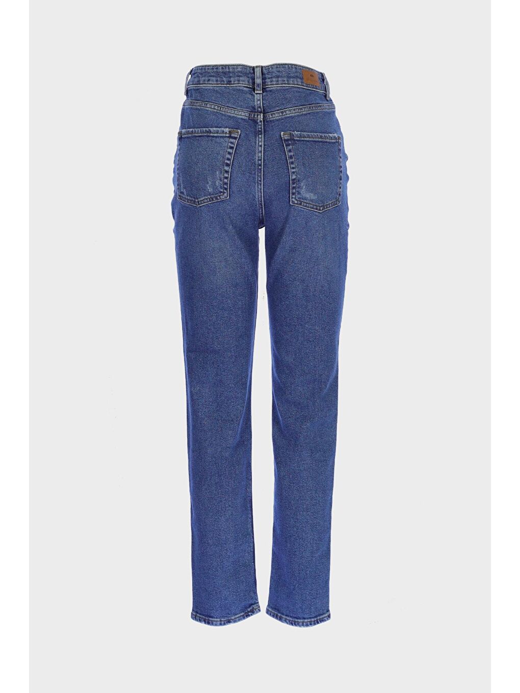 Sydney Orta Mavi Yüksek Bel Patı Fermuarlı Yıpratma Detaylı Jean Pantolon C 4529-055-1