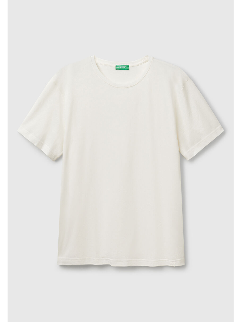 Erkek Beyaz %100 Pamuk Bisiklet Yaka T-Shirt-1