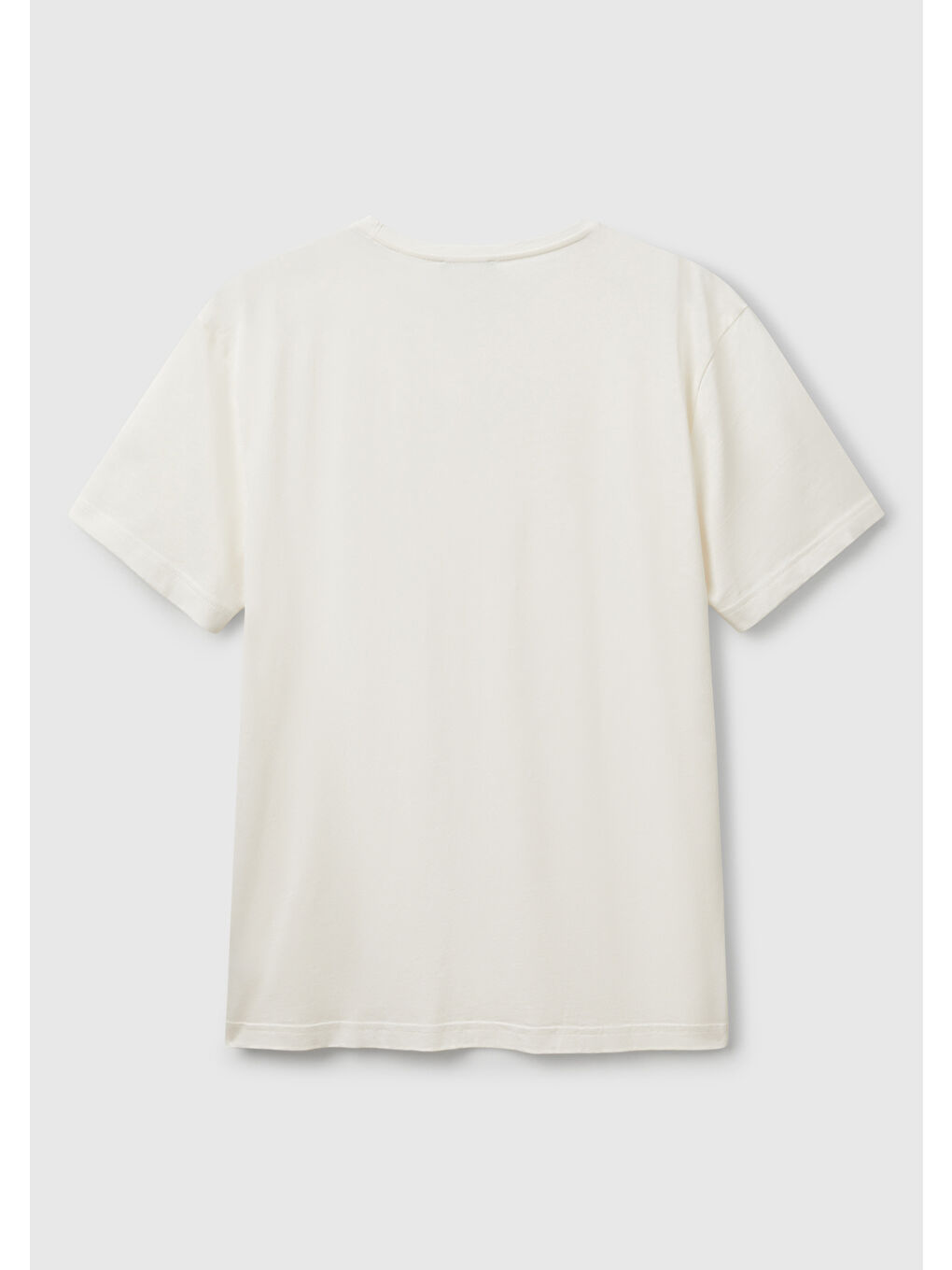 Erkek Beyaz %100 Pamuk Bisiklet Yaka T-Shirt-3