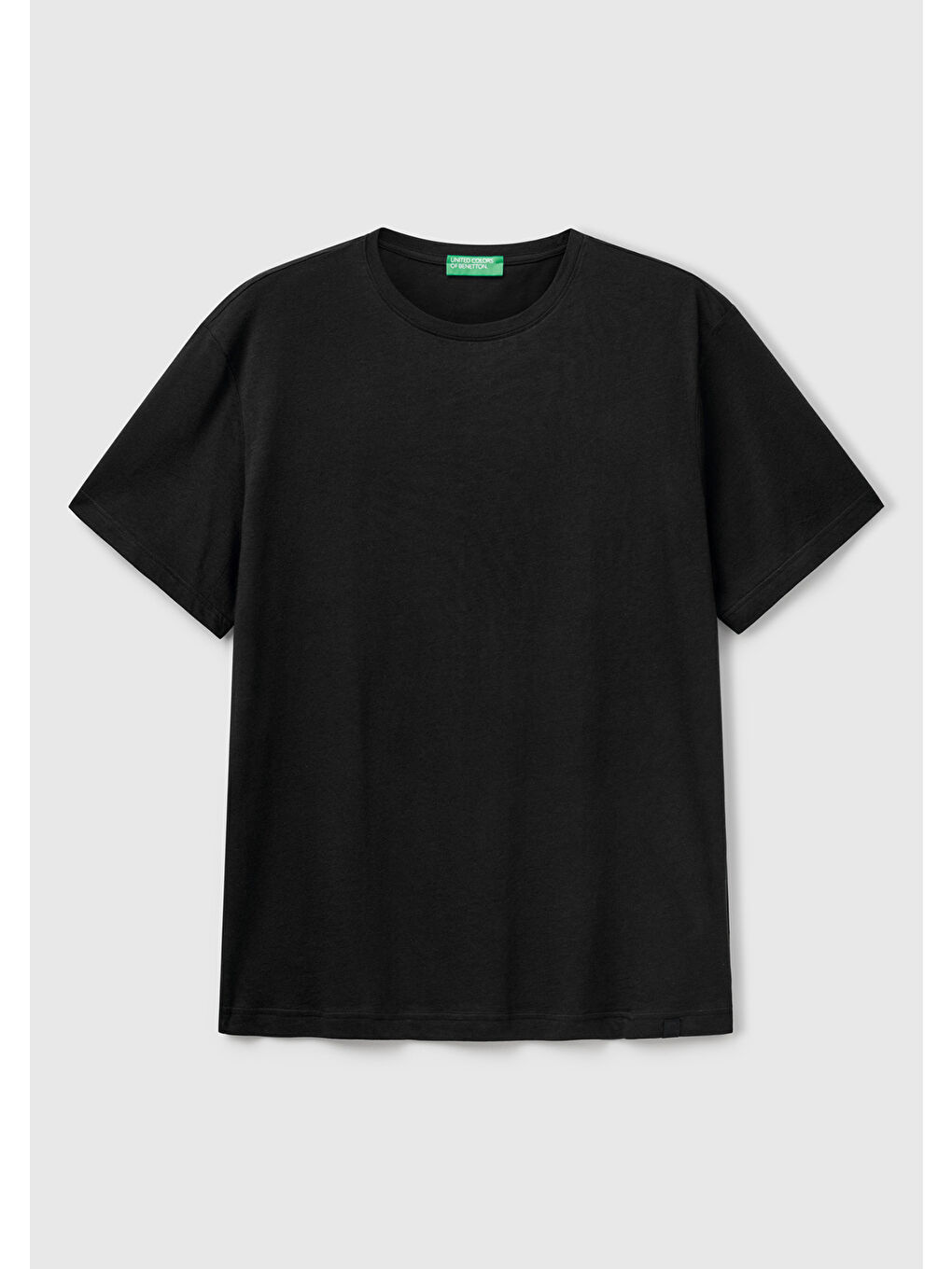 Erkek Siyah %100 Pamuk Bisiklet Yaka Tişört-1