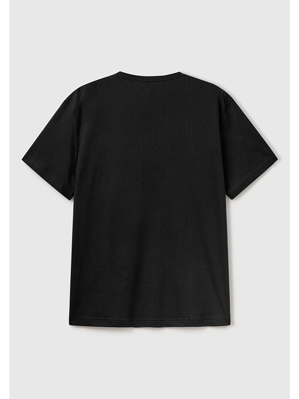 Erkek Siyah %100 Pamuk Bisiklet Yaka Tişört-3