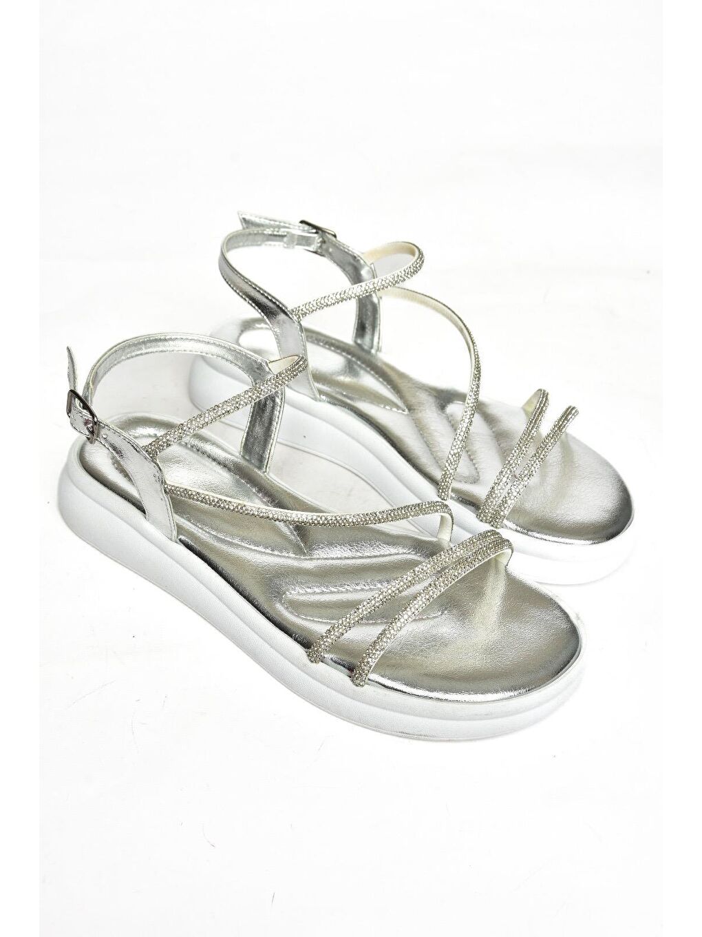 Gri S4040851 Gümüş Kadın Sandalet-2