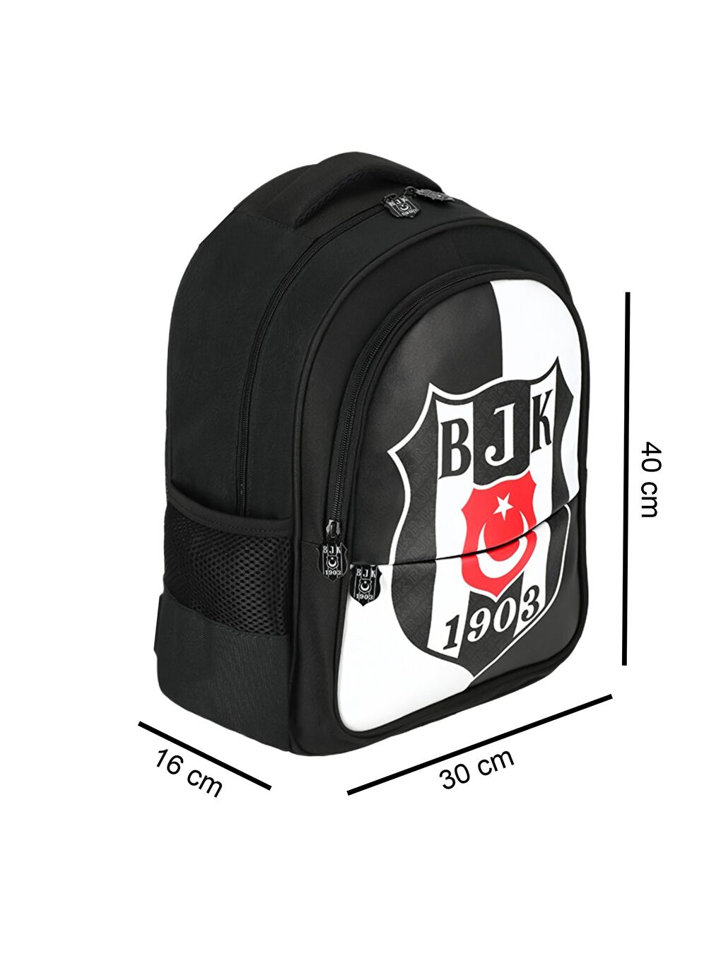 3 Bölmeli BJK 1903 Logo Baskılı Suni Deri Okul Sırt Çantası Siyah (25360)-1