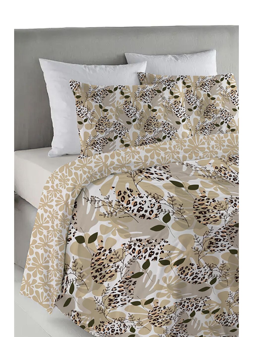 Karışık Baskılı,Desenli Çift Kişilik Nevresim Takımı (ÇARŞAFSIZ) 200x220 cm-1