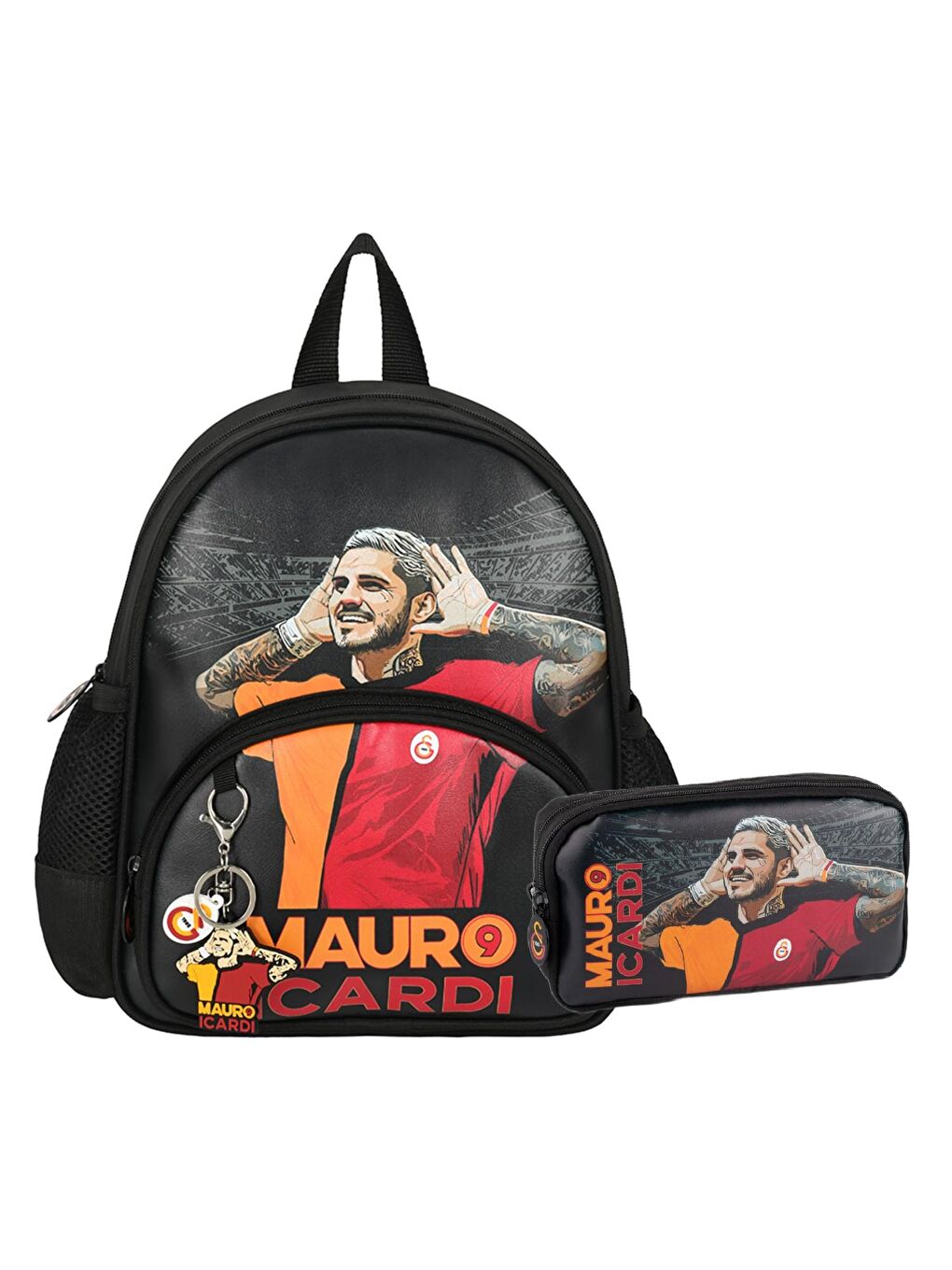 2 Bölmeli Mauro Icardi Suni Deri Anaokulu Çantası + Kalemlik