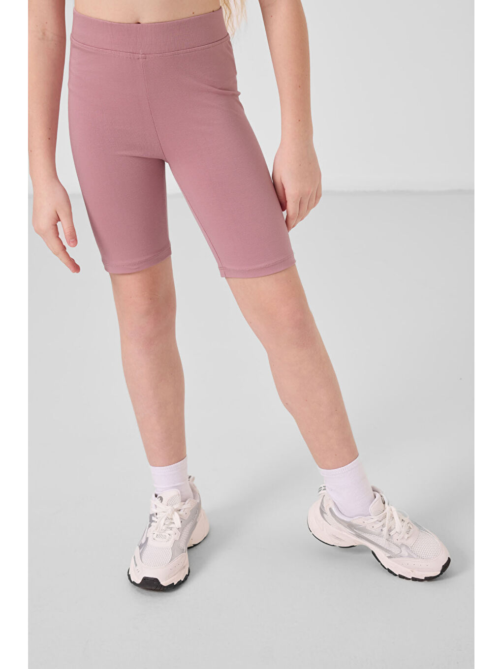 Pembe Gül Kurusu Pamuklu Kısa Paça Standart Fit Basic Kız Çocuk Tayt - 75188-2