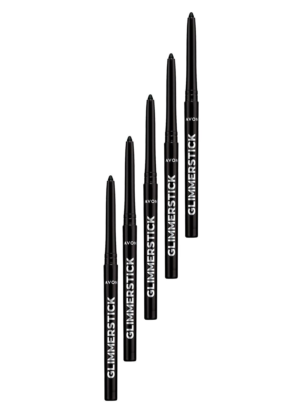 AVON Renksiz Glimmersticks Asansörlü Açılıp Kapanabilen Göz Kalemi Blackest Black Beşli Set