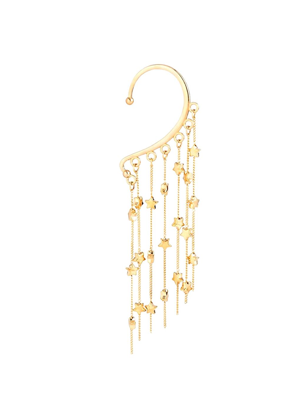 New Obsessions Sarı Yıldız Şelalesi Kulak Deliği Gerektirmeyen Ear Cuff- Kıkırdak Küpesi - 2