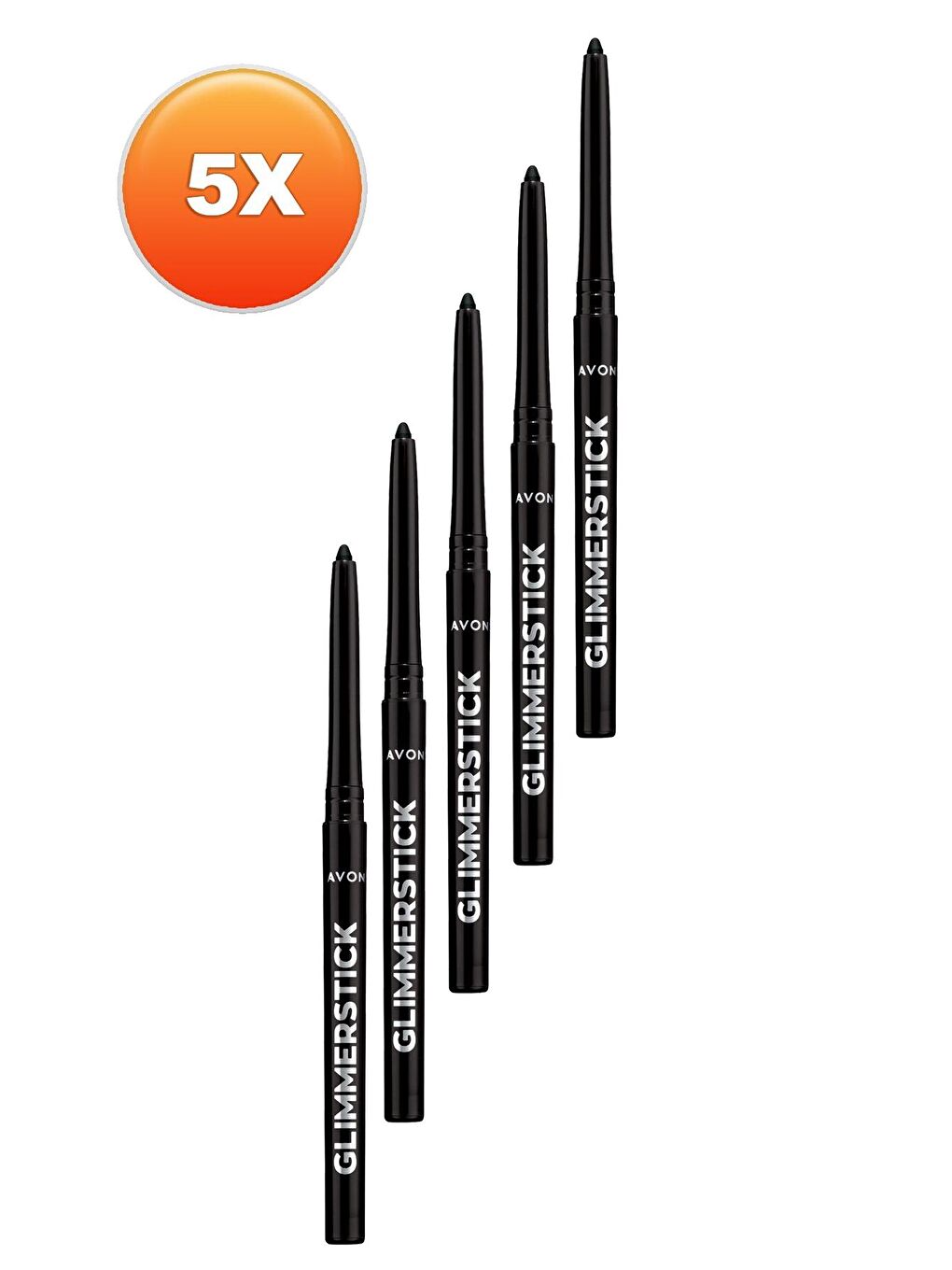 AVON Renksiz Glimmersticks Asansörlü Açılıp Kapanabilen Göz Kalemi Blackest Black Beşli Set - 1