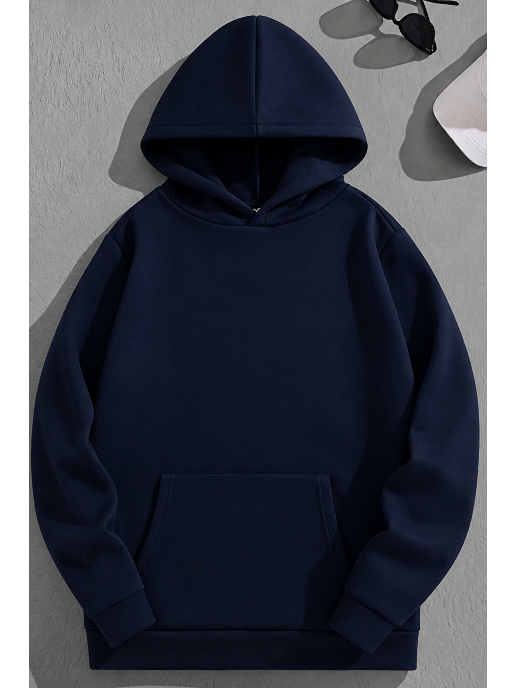 Unisex 3 İplik Pamuklu Lacivert Califwestcoast Baskı Bol Kalıp Sweatshirt Hoodie-1