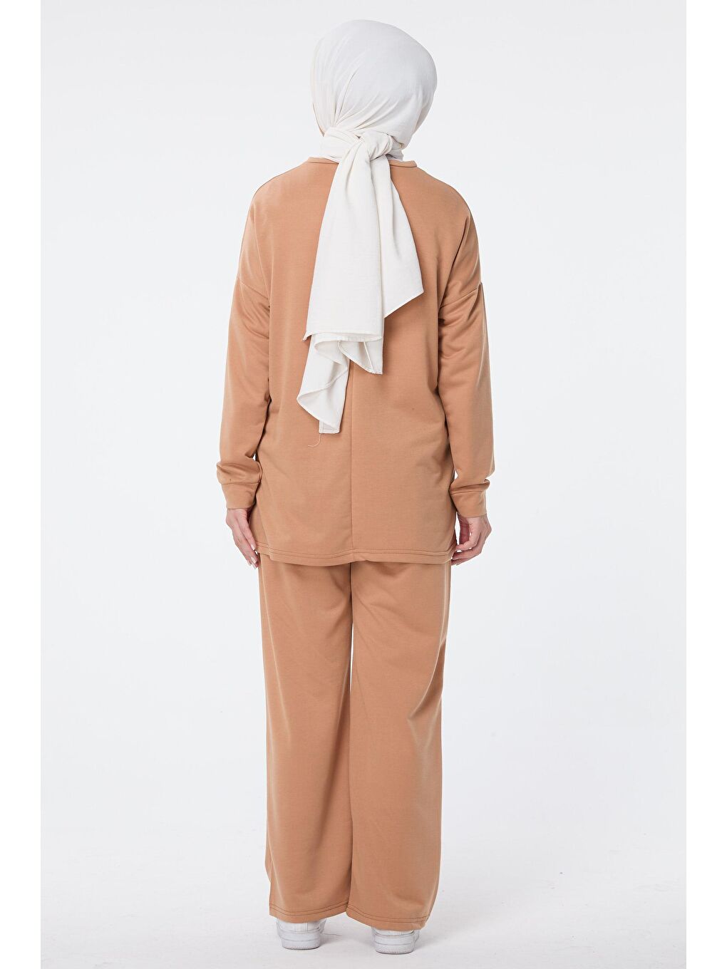 Bisiklet Yaka Kadın Bej Eşofman Takımı - 13061-4