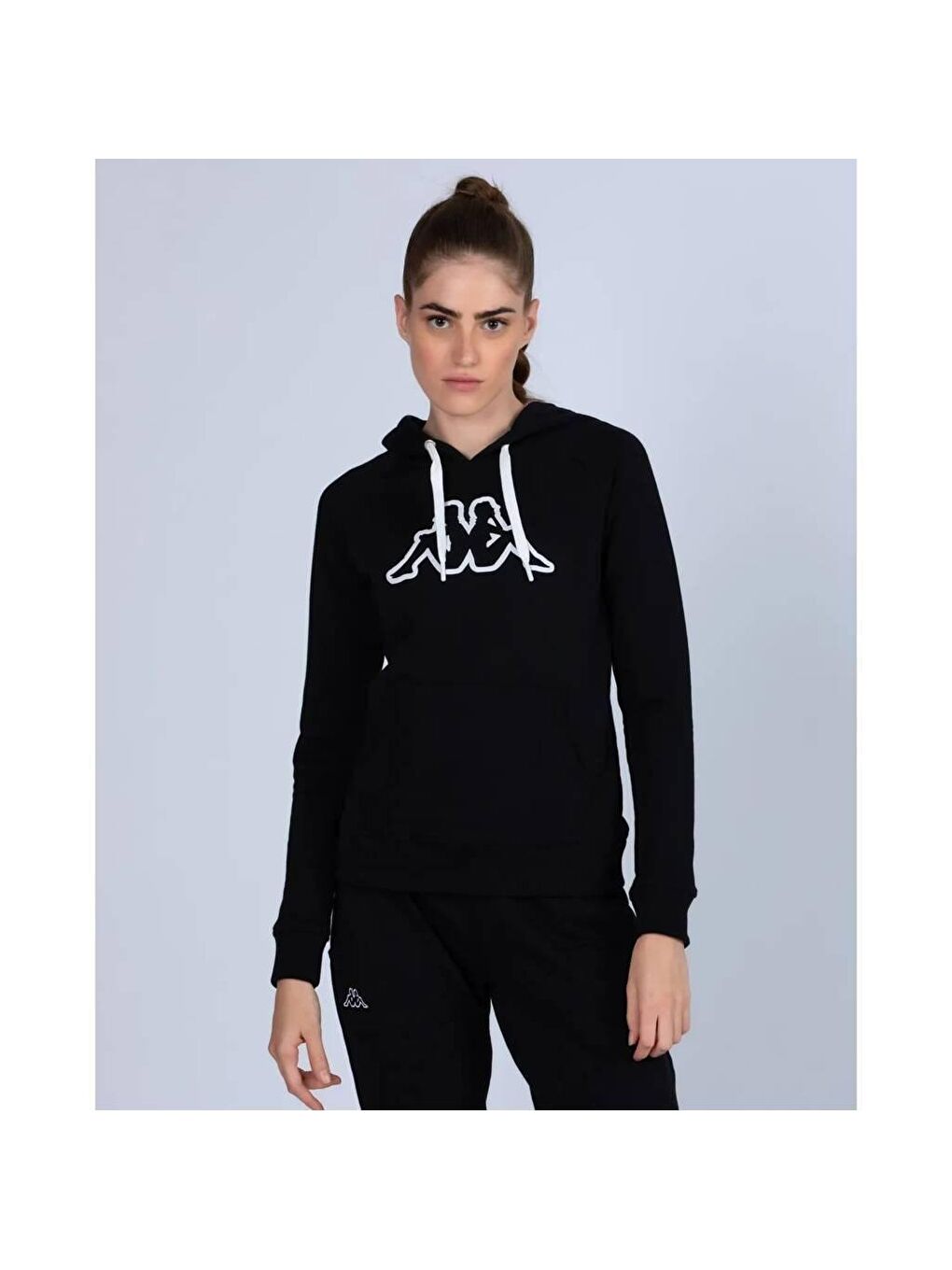 Kappa Belle Slim Kadın Siyah Baskılı Kapüşonlu Sweatshirt