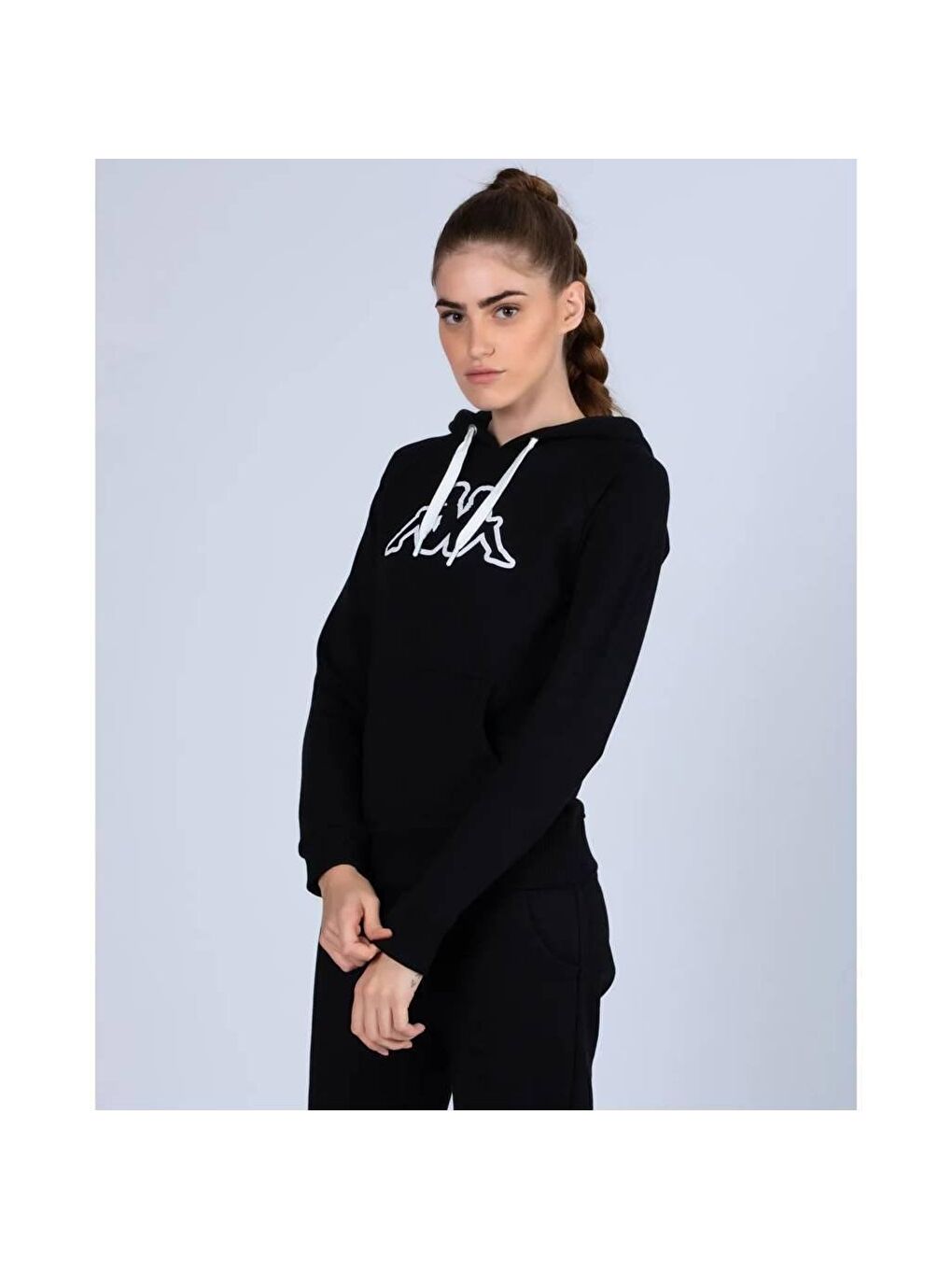 Kappa Belle Slim Kadın Siyah Baskılı Kapüşonlu Sweatshirt - 1