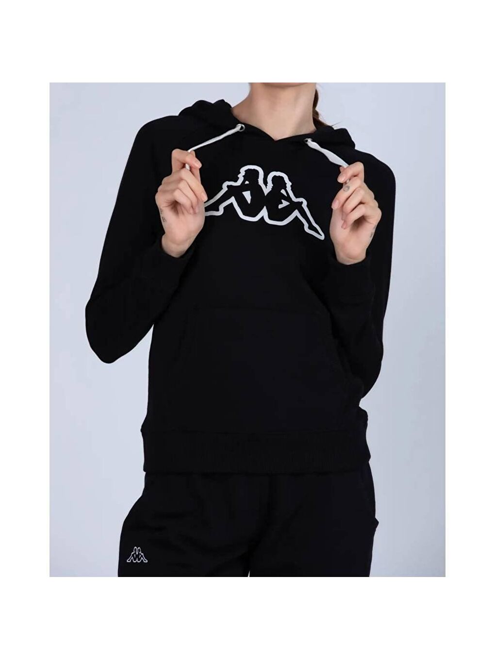 Kappa Belle Slim Kadın Siyah Baskılı Kapüşonlu Sweatshirt - 2