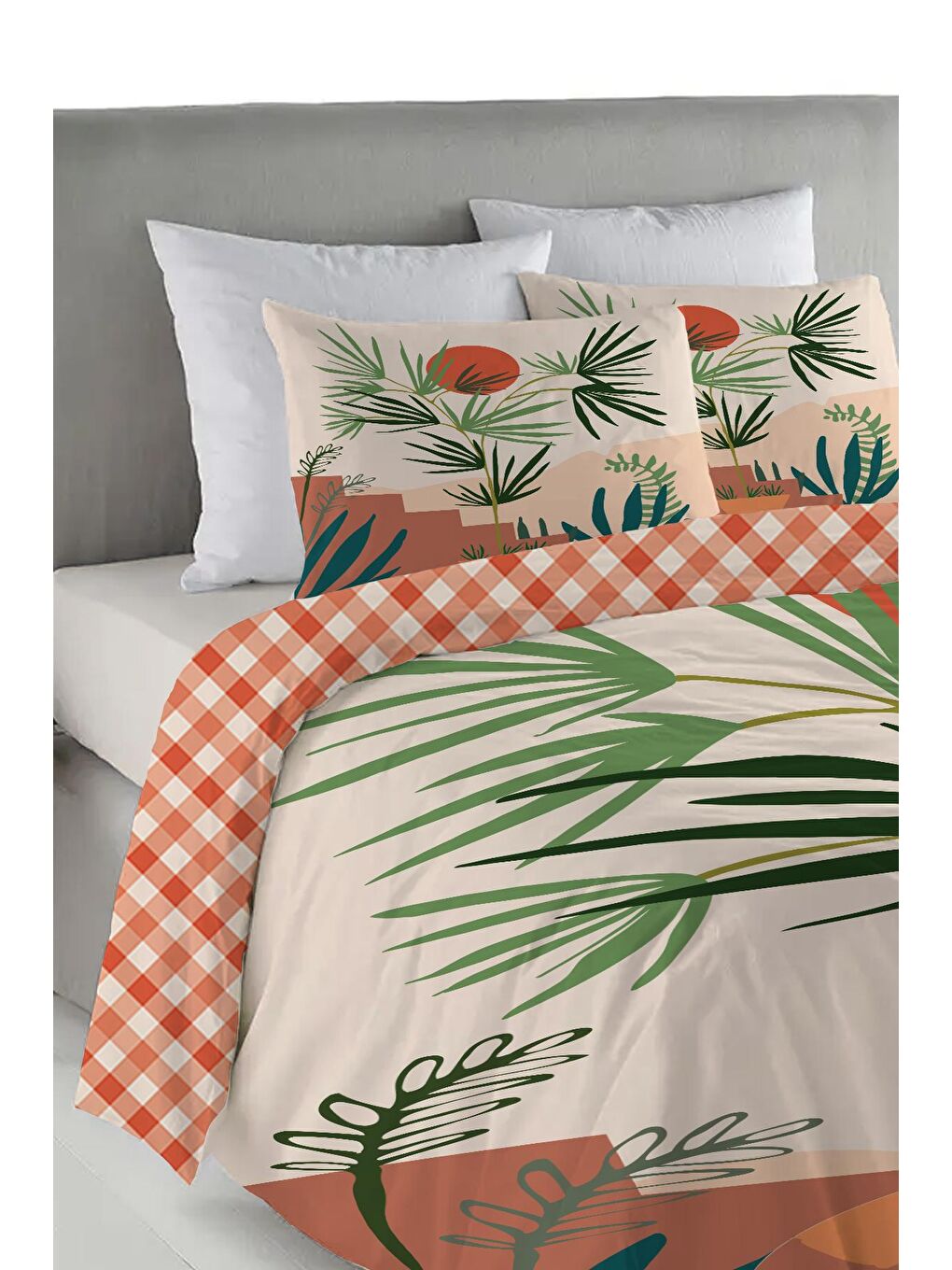 Karışık Baskılı,Desenli Çift Kişilik Nevresim Takımı (ÇARŞAFSIZ) 200x220 cm-1