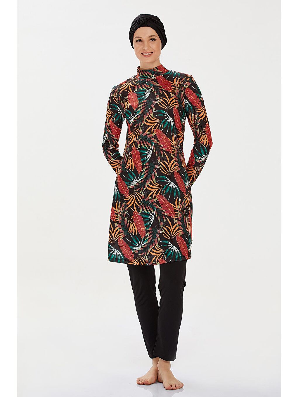 Elastanlı Tam Kapalı Tesettür Mayo Dıonne 9205 Siyah-1