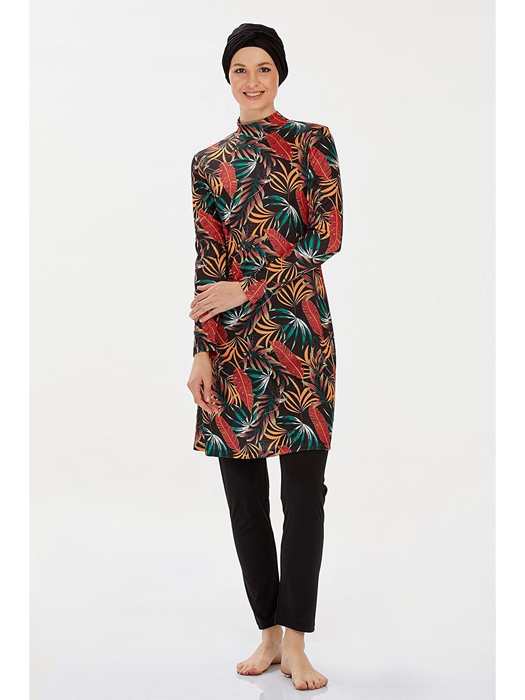 Elastanlı Tam Kapalı Tesettür Mayo Dıonne 9205 Siyah-3