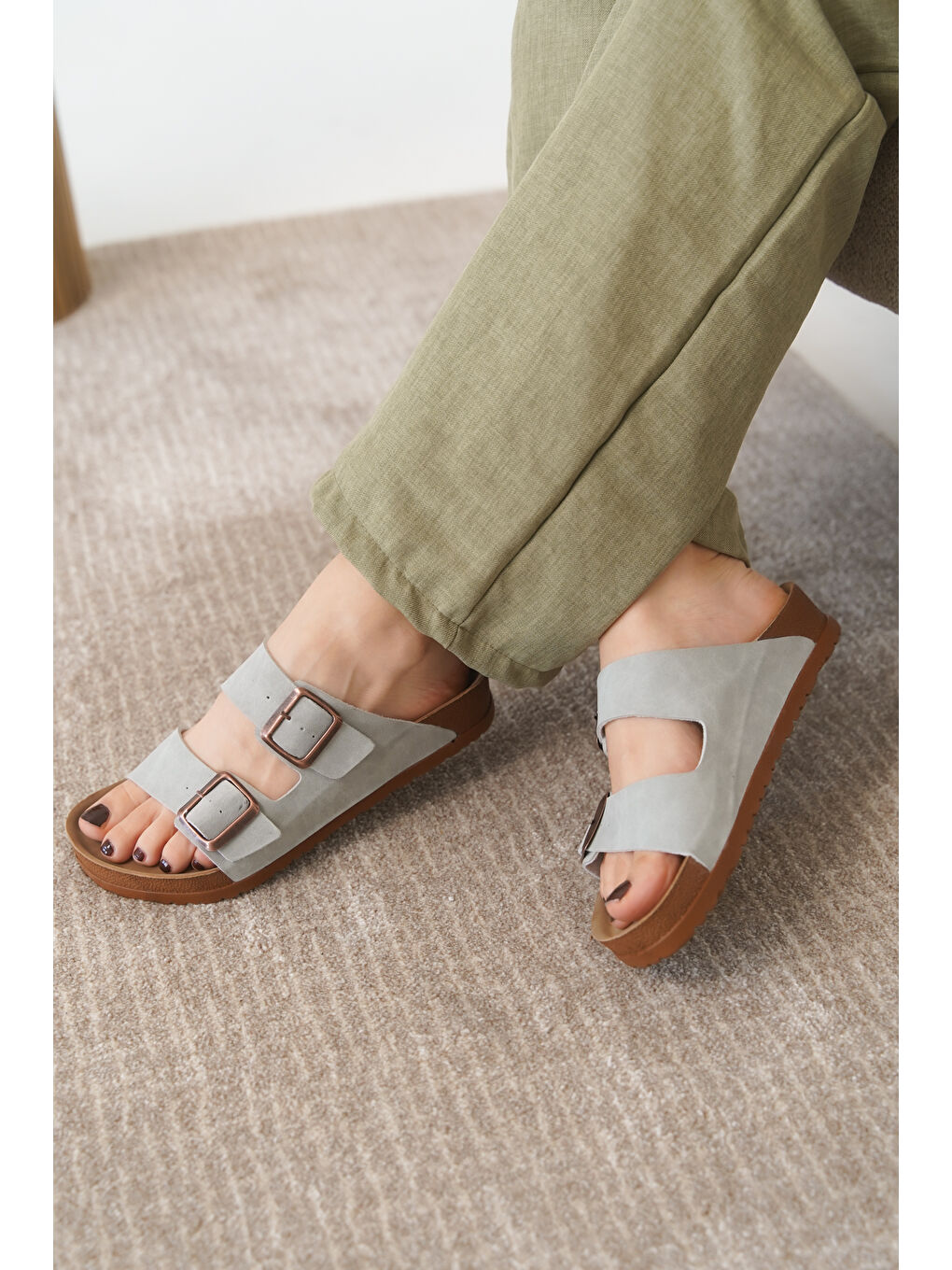 Mavi Arizona Günlük Ortopedik Unisex Tokalı Terlik