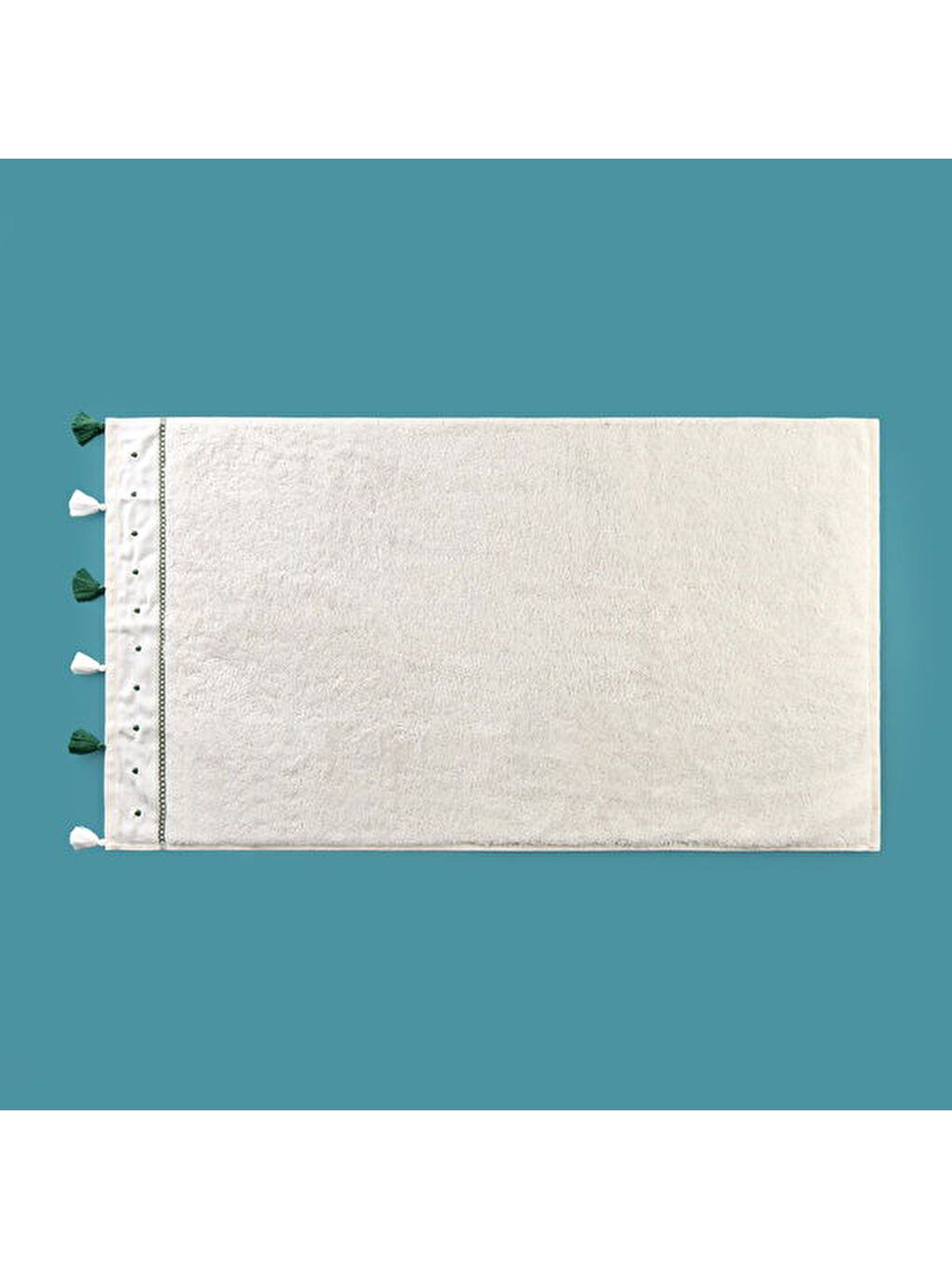 Lila Soft Piene Yüz Havlusu - Ekru / Yeşil - 50x90 cm-1