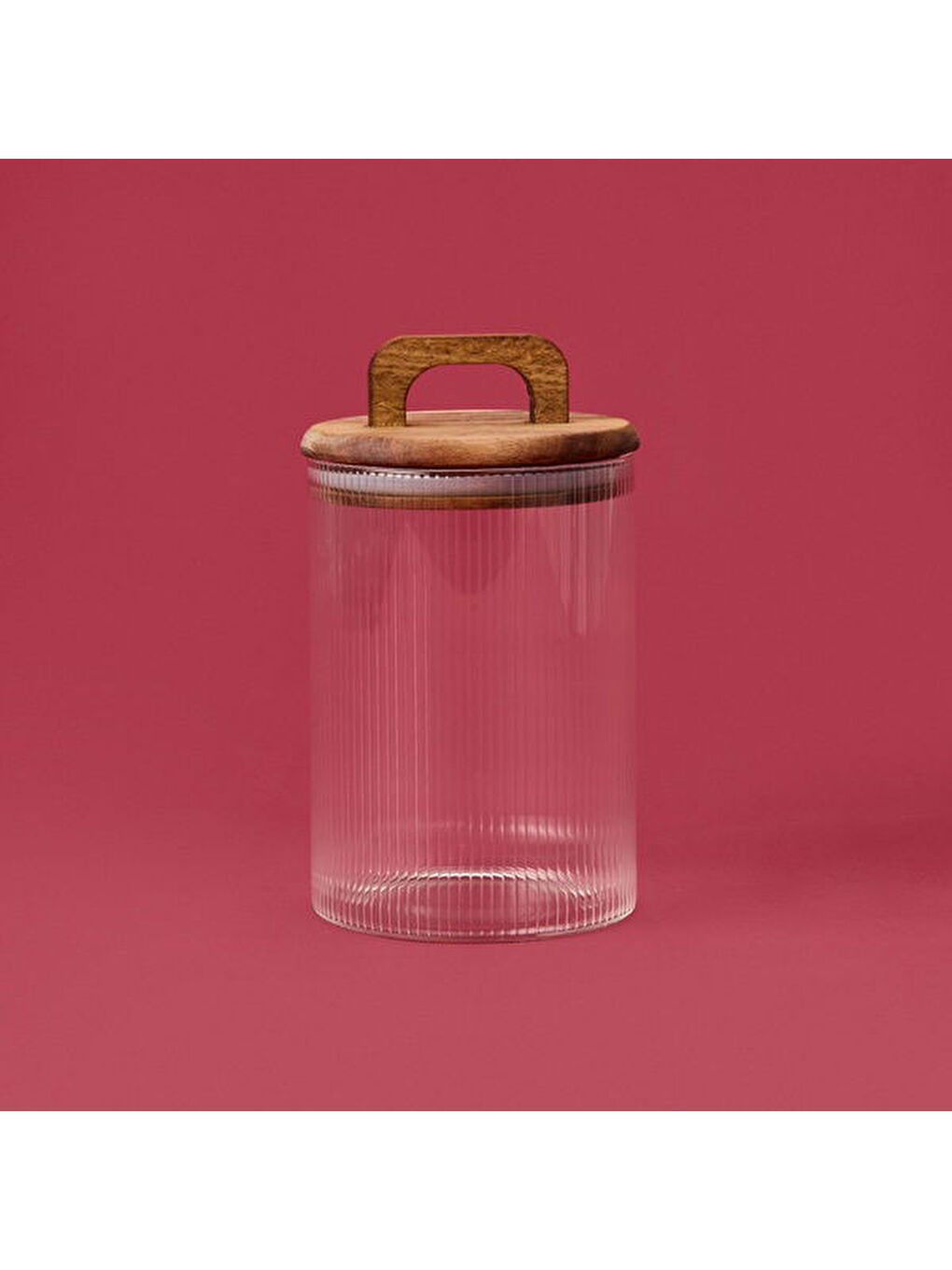 Akasya Kapaklı Cam Erzak Kabı - Kahverengi / Şeffaf - 900 ml-1