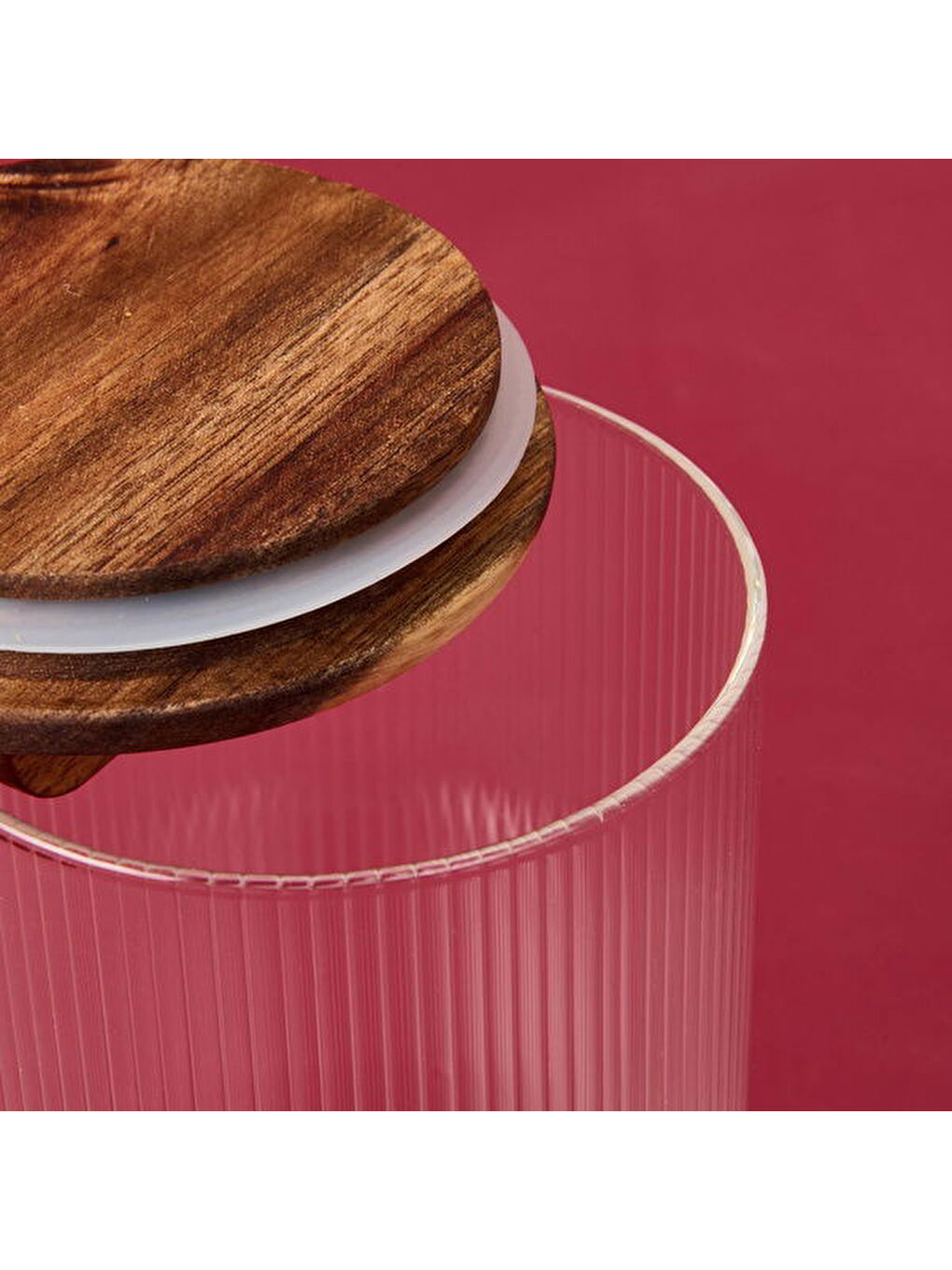 Akasya Kapaklı Cam Erzak Kabı - Kahverengi / Şeffaf - 900 ml-2