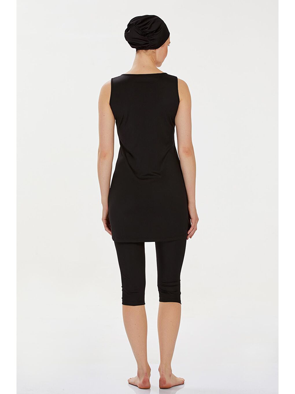 Sıfır Kol Yarı Kapalı Mayo Marga 9098 Siyah-4