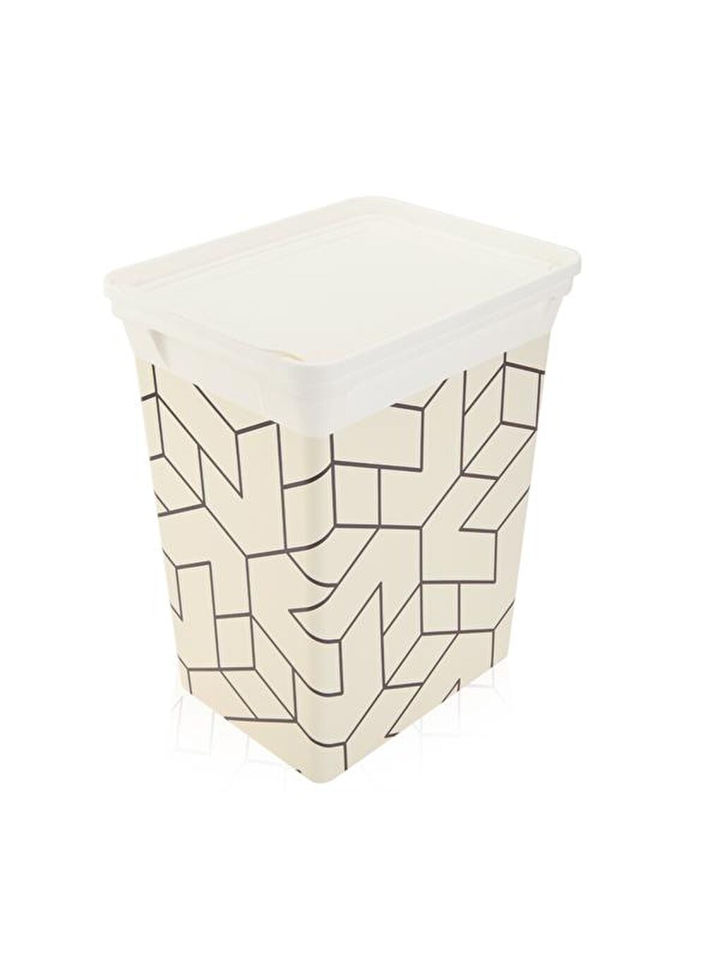 Çizgili Mutfak Çöp Kovası - Beyaz / Siyah - 20 lt-1