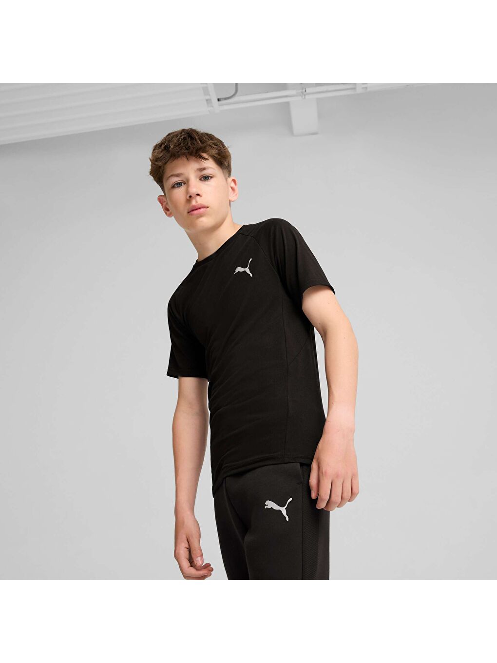 Siyah EVOSTRIPE Genç Tişört-4