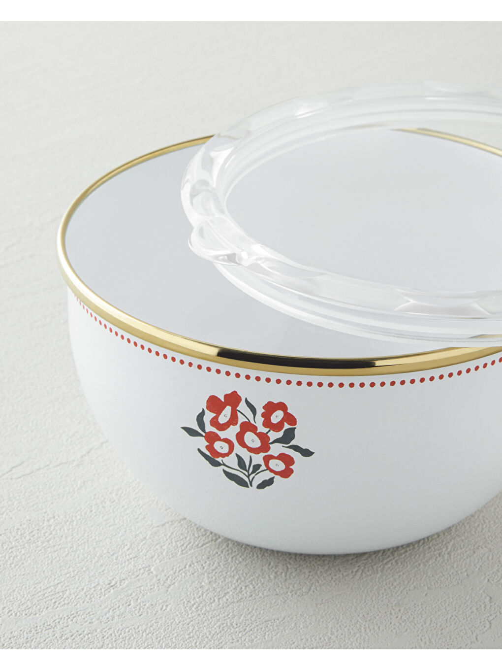 Bright Parade Emaye 2'li Saklama Kabı 0,75 x 1,20 L Kırmızı - Beyaz-3