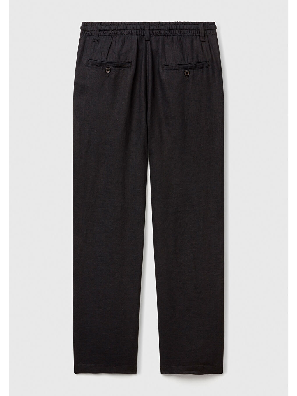 Erkek Siyah %100 Keten Beli İpli Pantolon-3