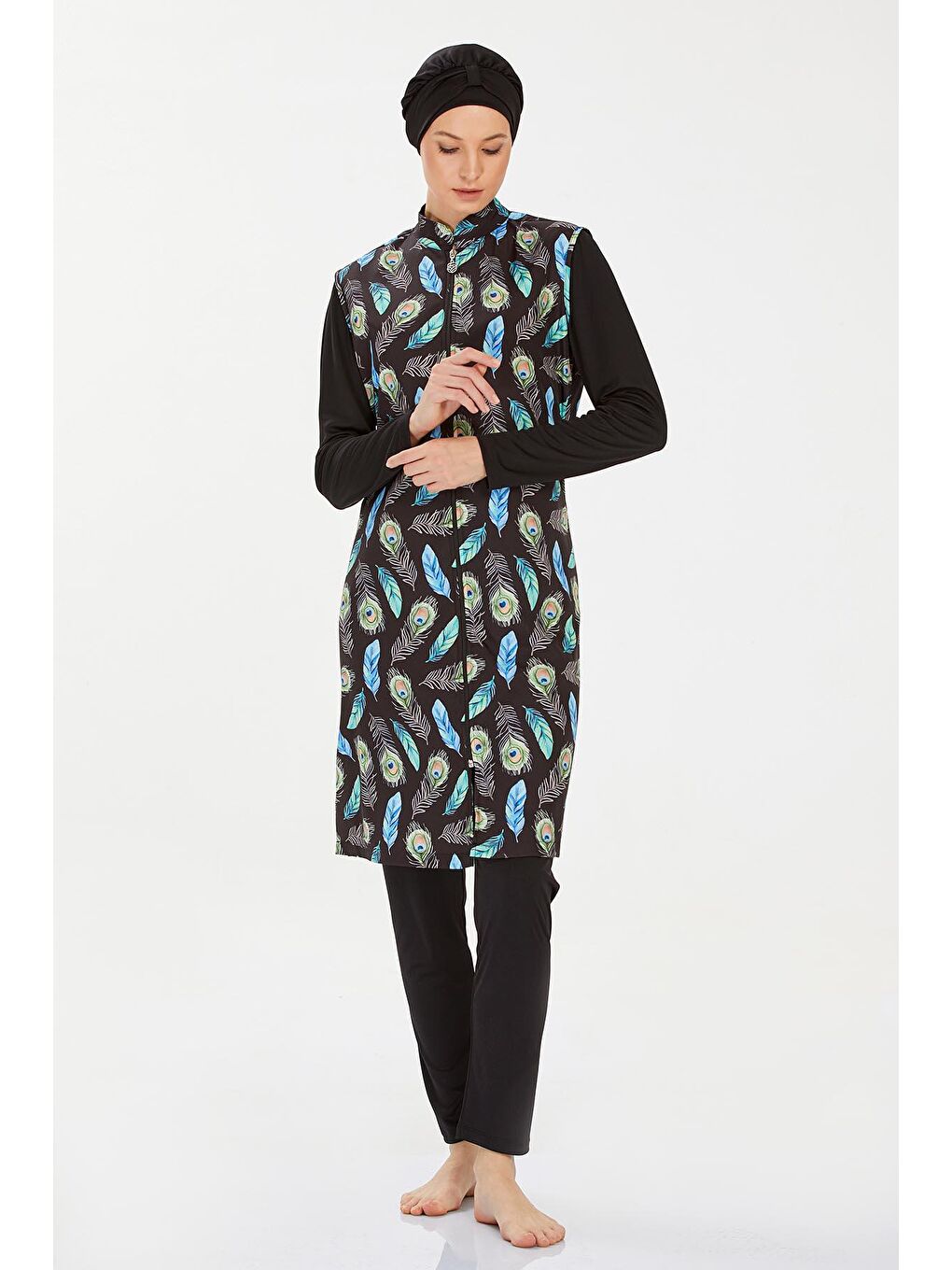 Tam Kapalı Tesettür Mayo Ahvı 9267 Siyah-2