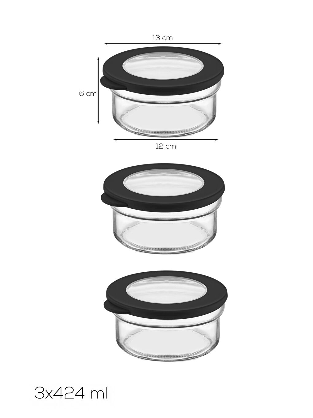 Renksiz 4380 Flat 3lü Cam Kahvaltılık Çok Amaçlı Saklama Kabı Cam Kahvaltı Seti-2