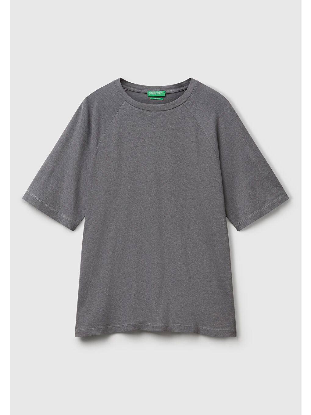 Erkek Antrasit Pamuk ve Keten Karışımlı Reglan Kol Relax Fit T-Shirt-1