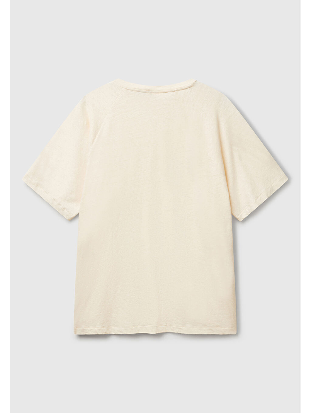 Bej Erkek Taş Rengi Pamuk ve Keten Karışımlı Reglan Kol Relax Fit Tişört-3