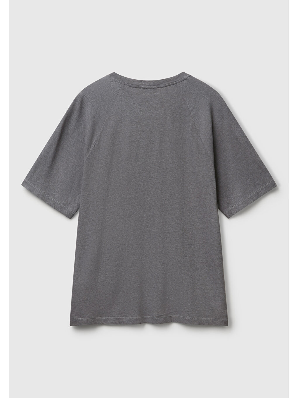 Erkek Antrasit Pamuk ve Keten Karışımlı Reglan Kol Relax Fit T-Shirt-3