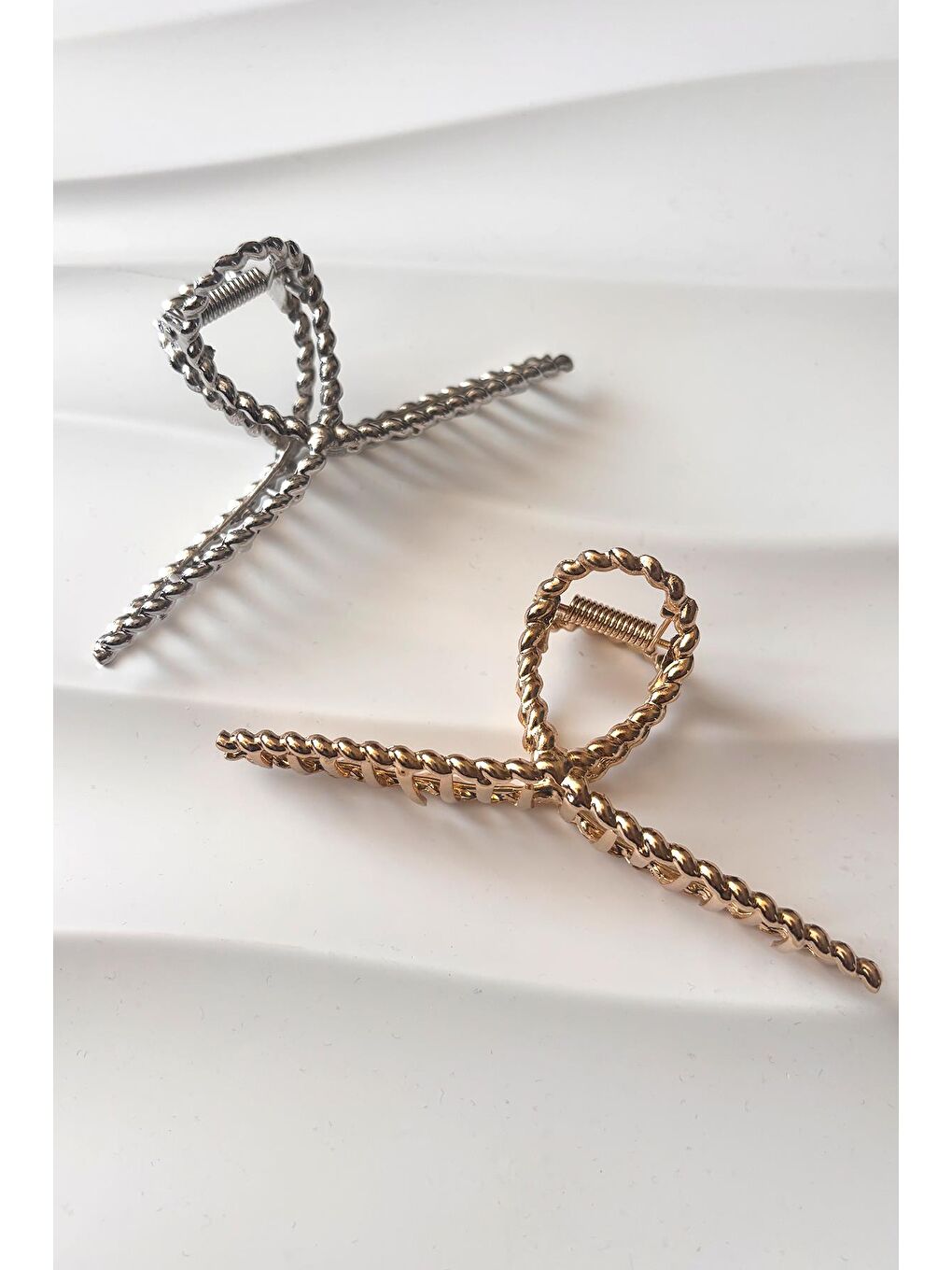 Sarı Metal Mandal Saç Tokası 2 Adet - 10 cm-1