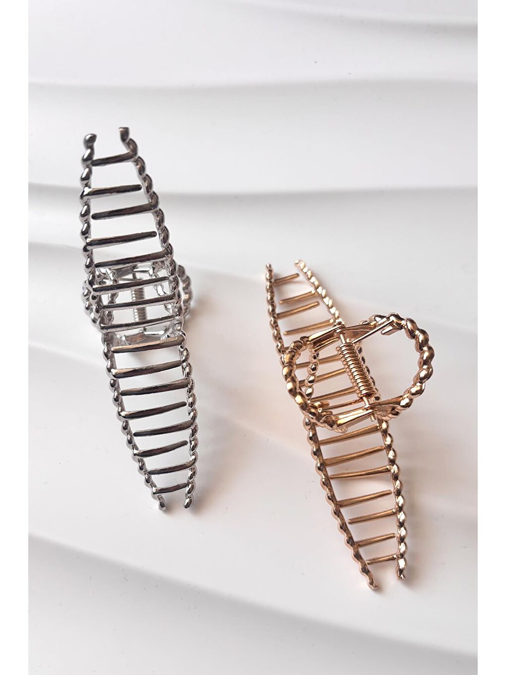 Sarı Metal Mandal Saç Tokası 2 Adet - 10 cm-4