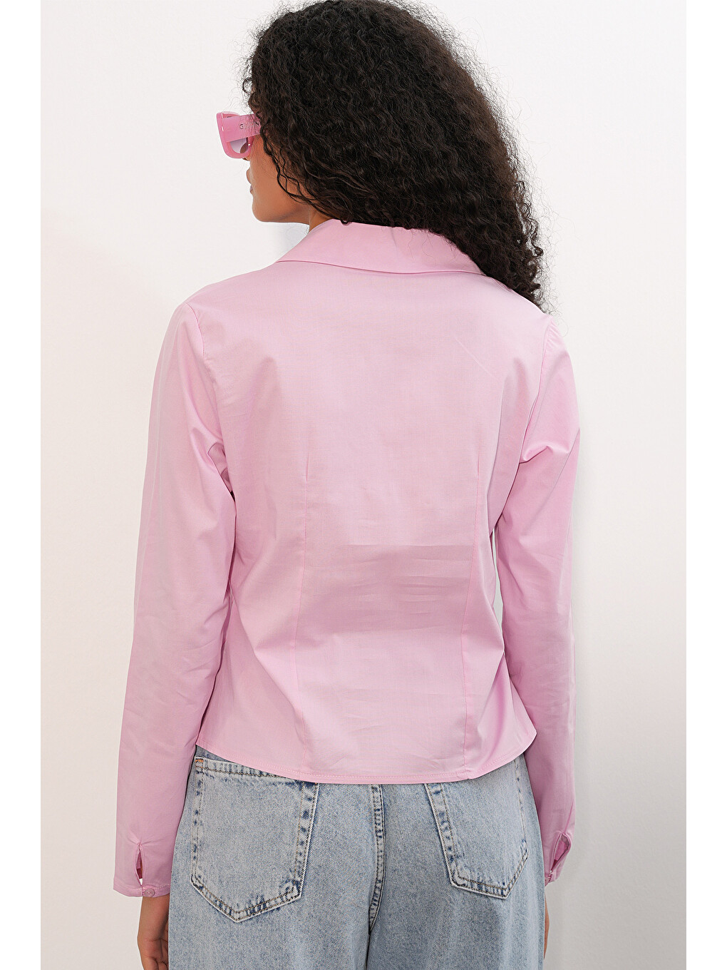 20231 Slim Fit Poplin Gömlek - Pembe-5