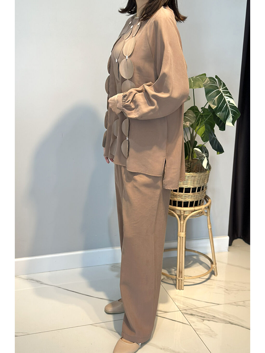 Kahverengi Cookıe Pantolonlu Takım 6907 Camel-1