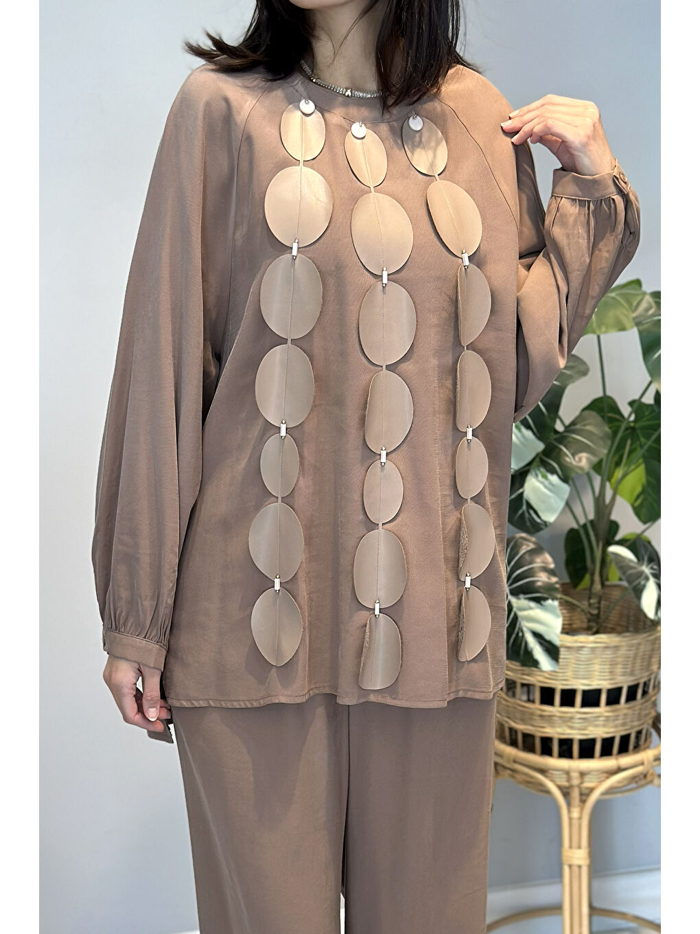 Kahverengi Cookıe Pantolonlu Takım 6907 Camel-3