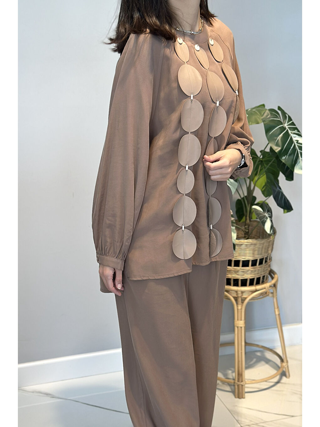 Kahverengi Cookıe Pantolonlu Takım 6907 Camel-4