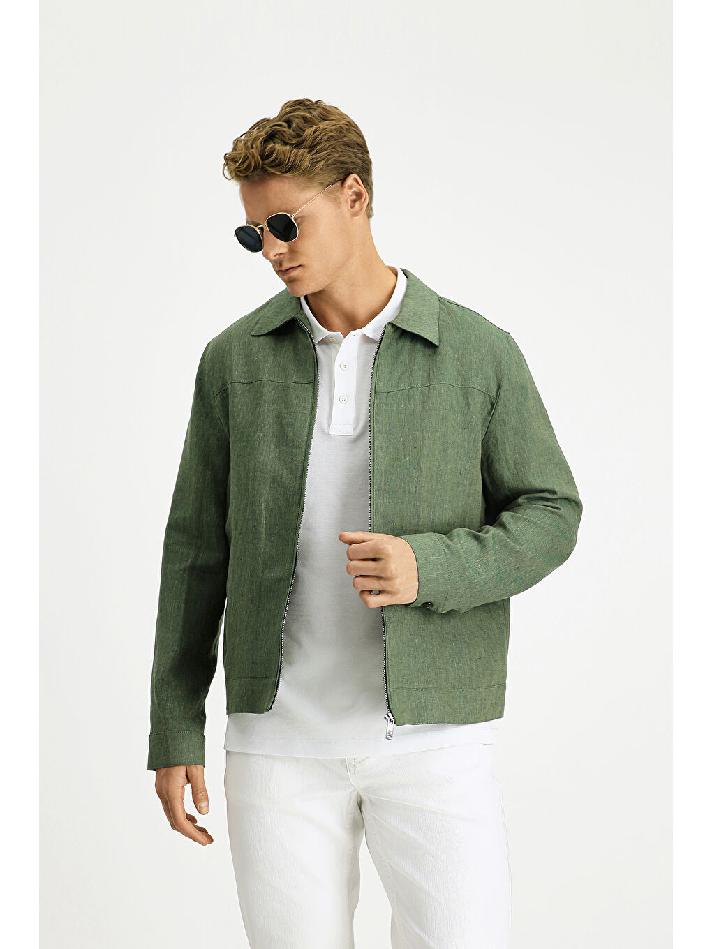 Haki Mevsimlik Keten Mont